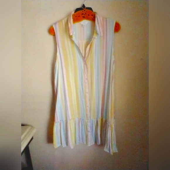 Striped Swing Sleeveless Dress Slide Front Pockets - Picture 12 of 16